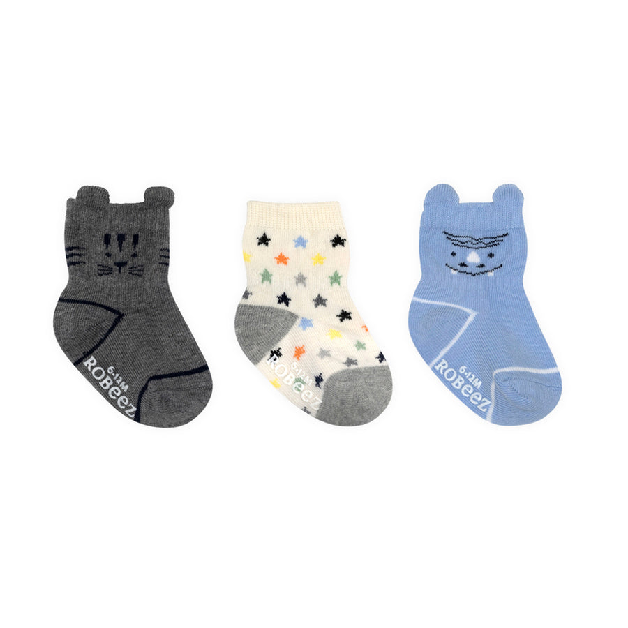 Robeez - Core - 3pk Infant Socks - Hunter and Rhyo - 0-6M Socks - Hunter and Rhyo 3pk 730838990470