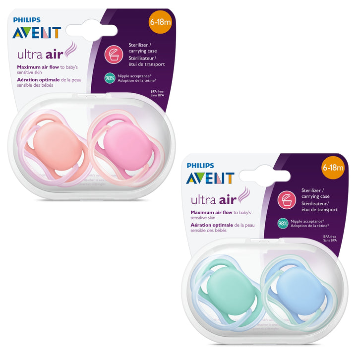 D -Philips Avent Ultra Air Pacifier 2pk 6-18M Asrt Rw08531+4 Ultra Air Pacifier 6-18M 2pk Mixed 075020075963