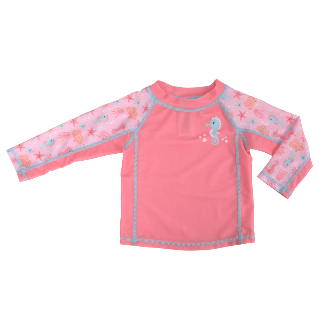 d - ZOOCCHINI - Baby Rashguard L/S Swim Top - Seahrse - 3-6M Long Sleeve Baby UPF50+ Rashguard Swim Top - Seahorse 810608033689