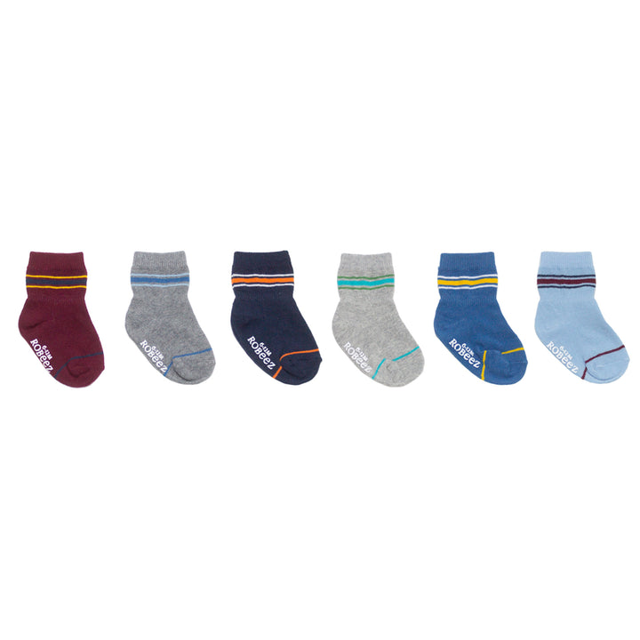 d-Robeez - F23 - 6 Pack Infant Socks -Varsity Stripes - 0-6M F21 - 6 Pack Infant Socks - Varsity Stripes 730838915169
