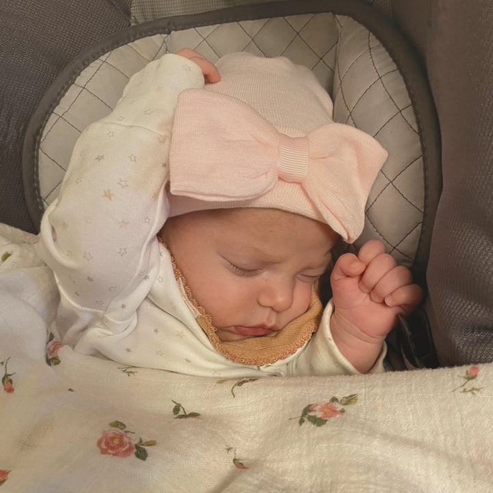 Newborn Hat - Bow - Pink