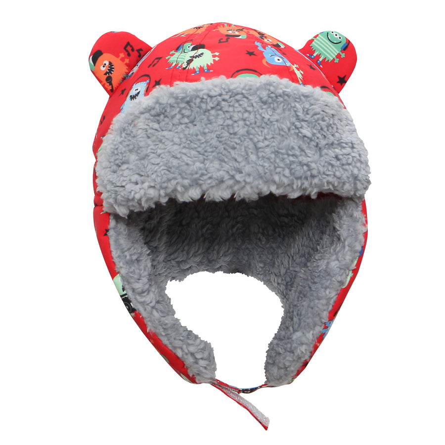 FlapJackKids - Water Rplnt Trapper Hat Monsters Red M 2-4Y Water Repellent Trapper Hat - Monsters Red 873874007549