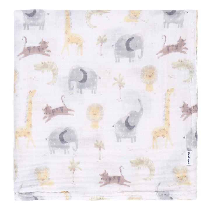 2 Pack Muslin Blanket - Animal + Geo Neutral