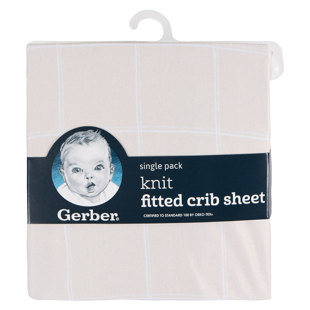 Knit Crib Sheet - Retro Floral - Beige