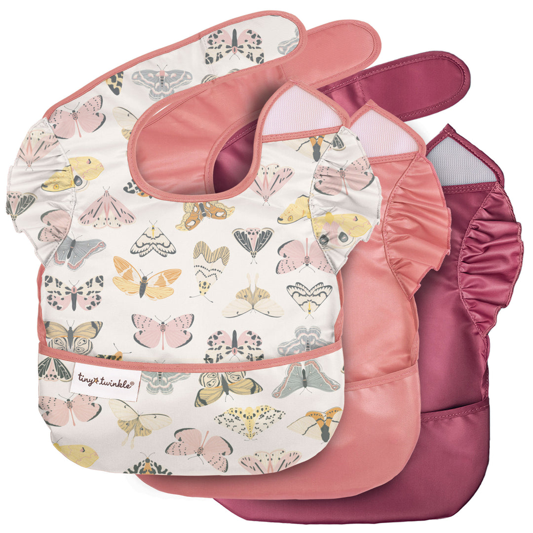 Tiny Twinkle - Easy Bib 3pk - Flutter 6-24M Mess-proof Easy Bib 3 Pack - Flutter 810027536822