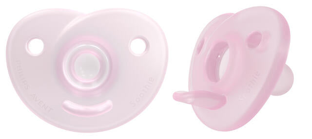 Soothie Heart Pacifier 0-3m, Pink/Light Pink, 2 x 2 pack