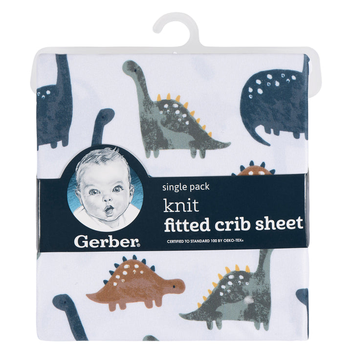 Knit Crib Sheet - Dino Time - Dino