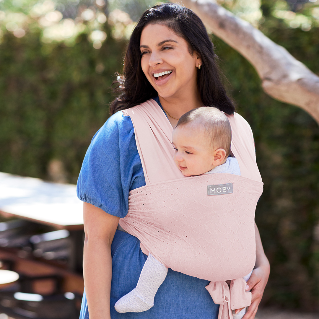 Easy Wrap Baby Carrier in Rose Quartz Eyelet