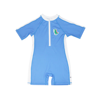 Boys Short Sleeve 1pc Solid Swimsuit