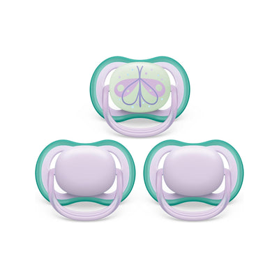 Ultra Air Pacifier Night - 3 Pack - 0-6M Lil/Butterfly