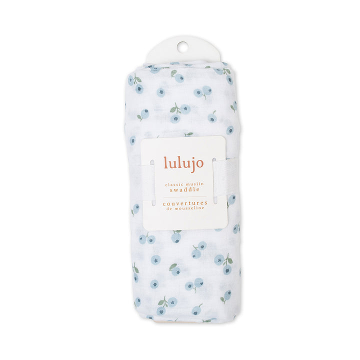 Swaddle Blanket Muslin Cotton LG- Blueberries