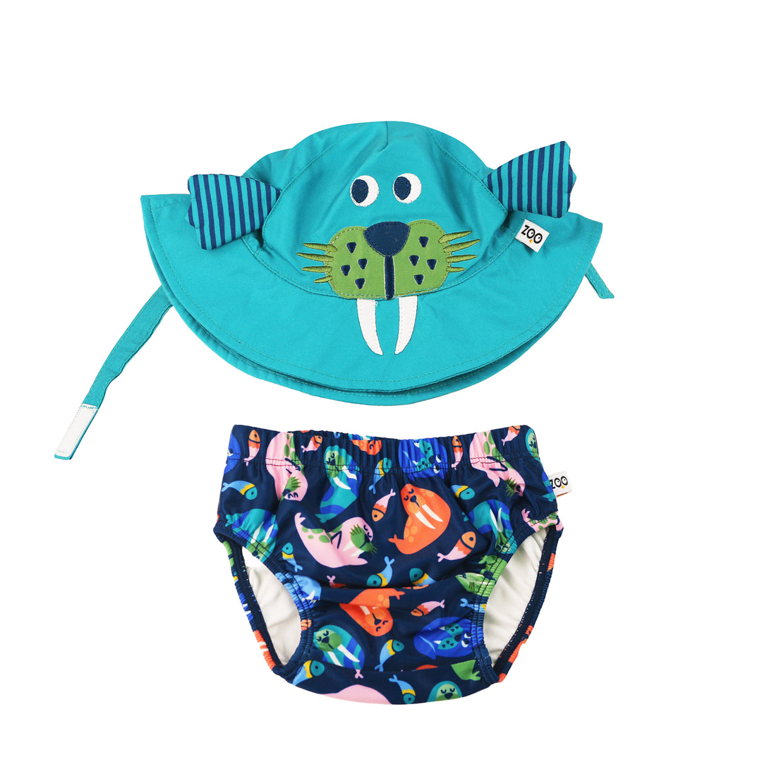 UPF50+ Baby Swim Diaper & Sun Hat Set