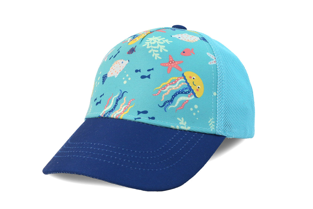 FlapJackKids - Kids Printed Ball Cap - Jellyfish - M (2-4Y) Kids UPF50+ Printed Ball Cap - Jellyfish 990006502731