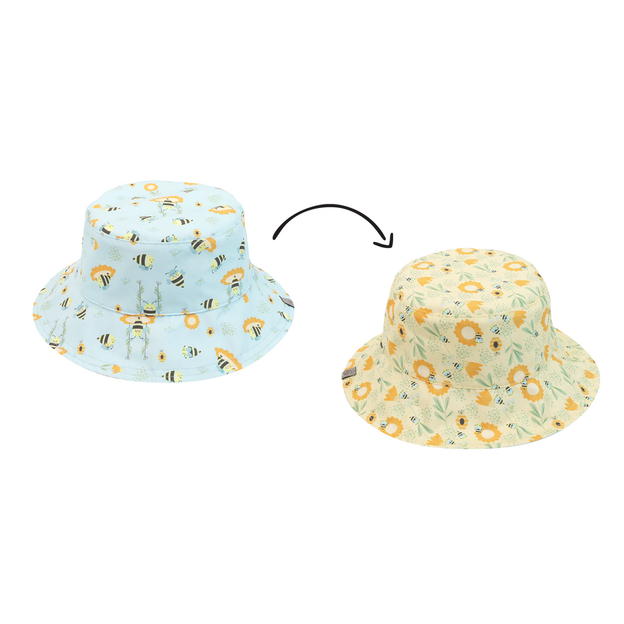 FlapJackKids - Patterned Sun Hat - Bees - XS (0-6M) Kids Reversible Patterned Sun Hat - Bees 990006502472